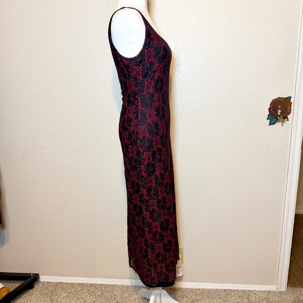 Vintage 90’s Y2K All That Jazz Red & Black Lace Maxi Dress Size Small - Picture 10 of 15